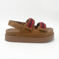 Ladies Camel Braided Velcro Platform Sandal