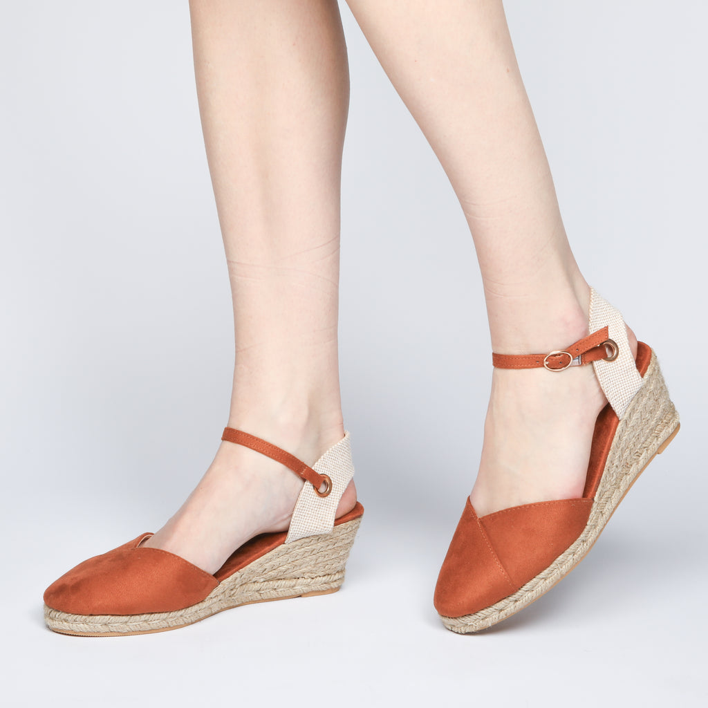 FULL TOE ESPADRILLE WEDGE TOBACCO SUEDE