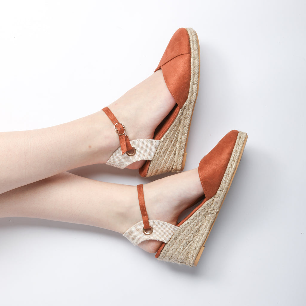 FULL TOE ESPADRILLE WEDGE TOBACCO SUEDE