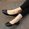 WIDE FIT BLACK PU SPAGHETTI BOW BALLERINA