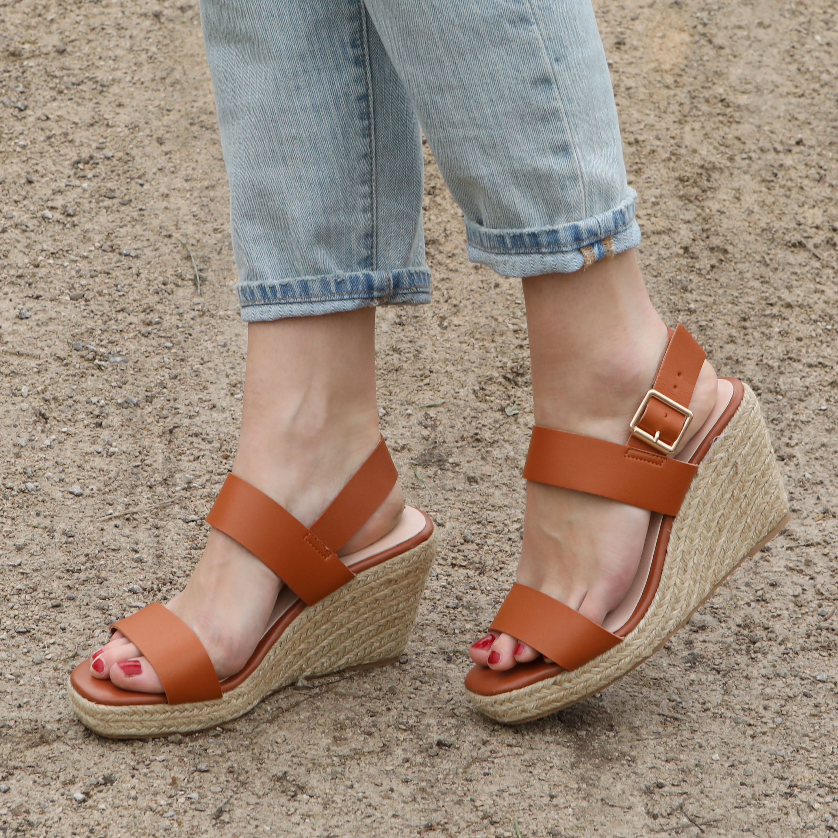 TAN SLINGBACK WEDGE