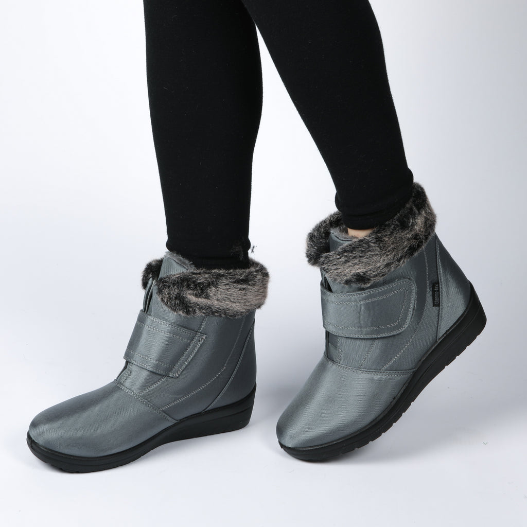 3-8'S 124421 GREY VELCRO FUR WINTER BOOT
