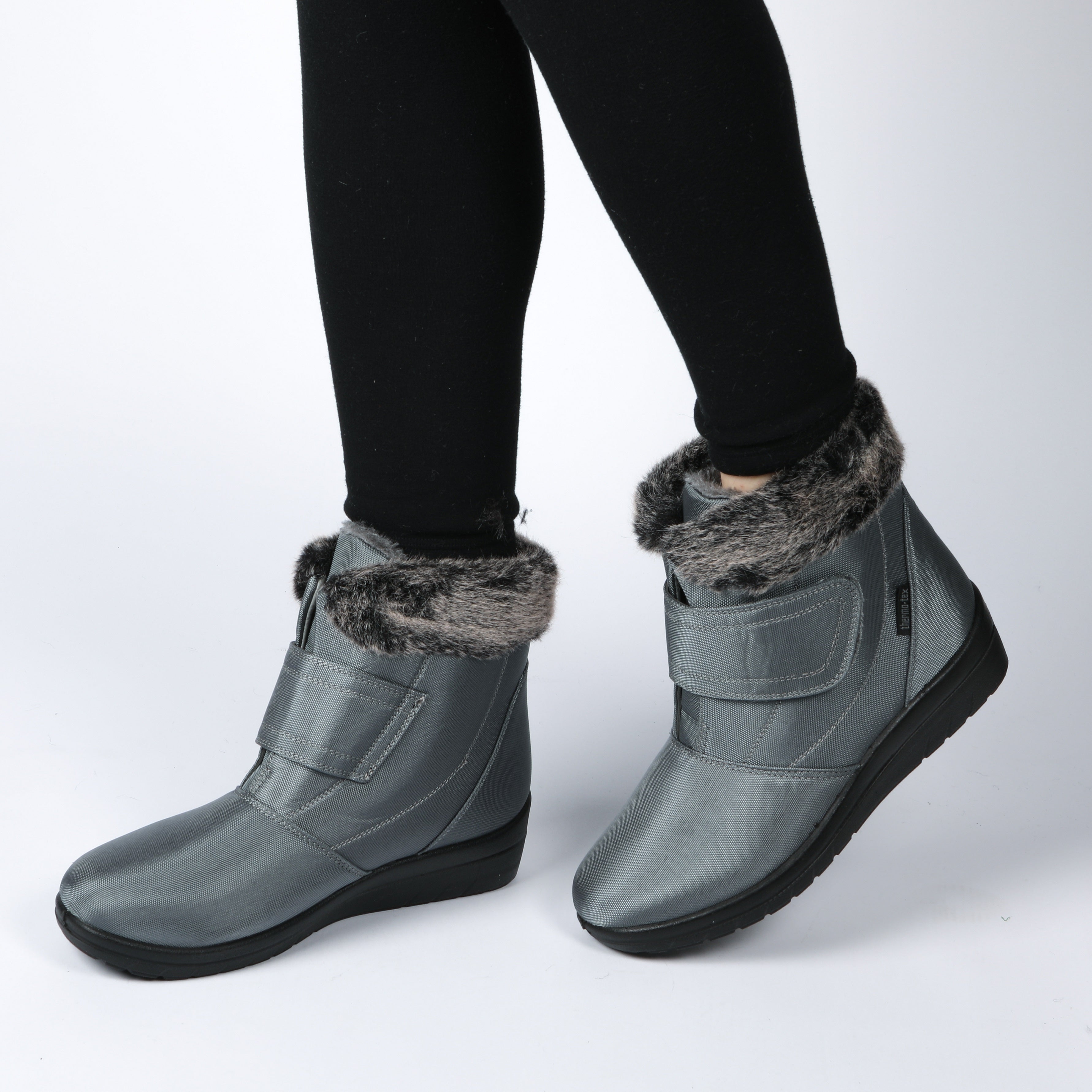 3-8'S 124421 GREY VELCRO FUR WINTER BOOT