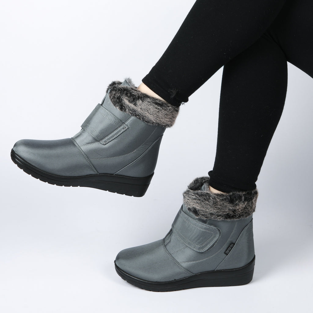 3-8'S 124421 GREY VELCRO FUR WINTER BOOT