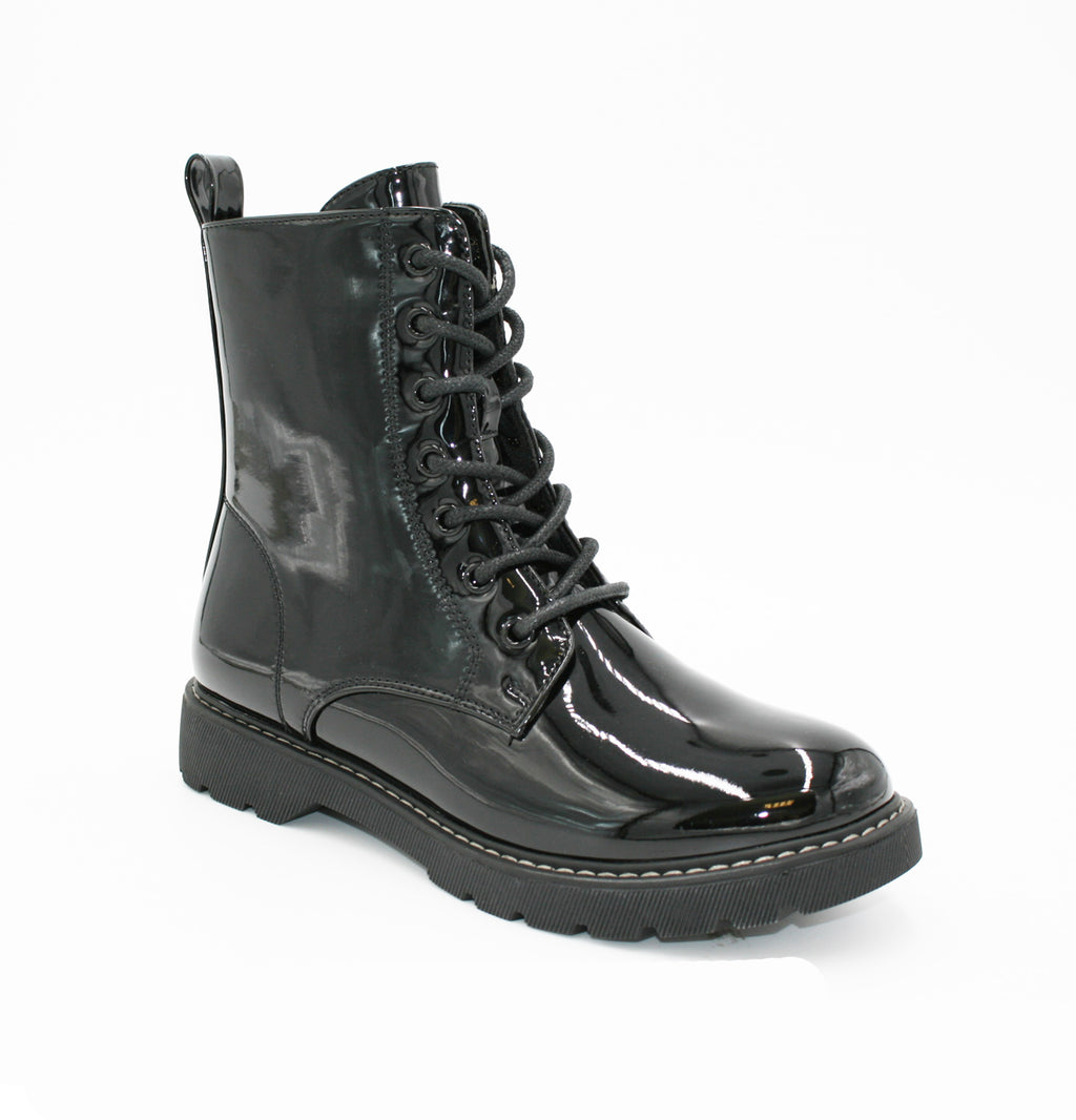 4-8'S 23421 STITCH OUTSOLE PATENT ANKLE BOOT