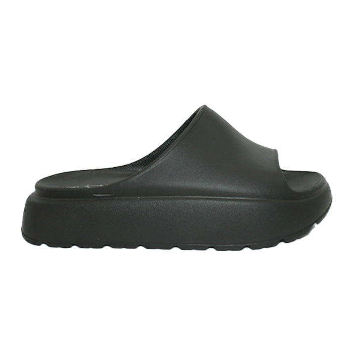 Ladies Black Moulded Flatform Slider