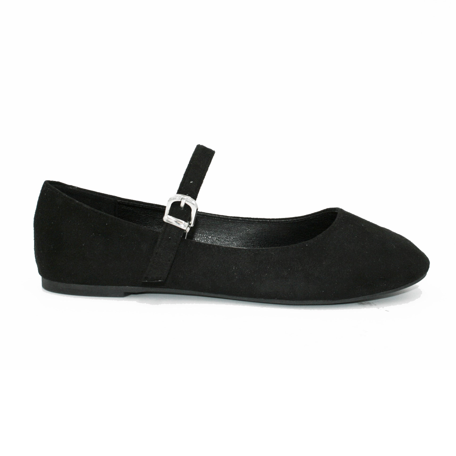 Ladies Black Microfibre Wide Fit Mary Jane Ballet Pumps