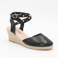 WIDE FIT BLACK STUD DETAIL WEDGE 4-8'S 23421