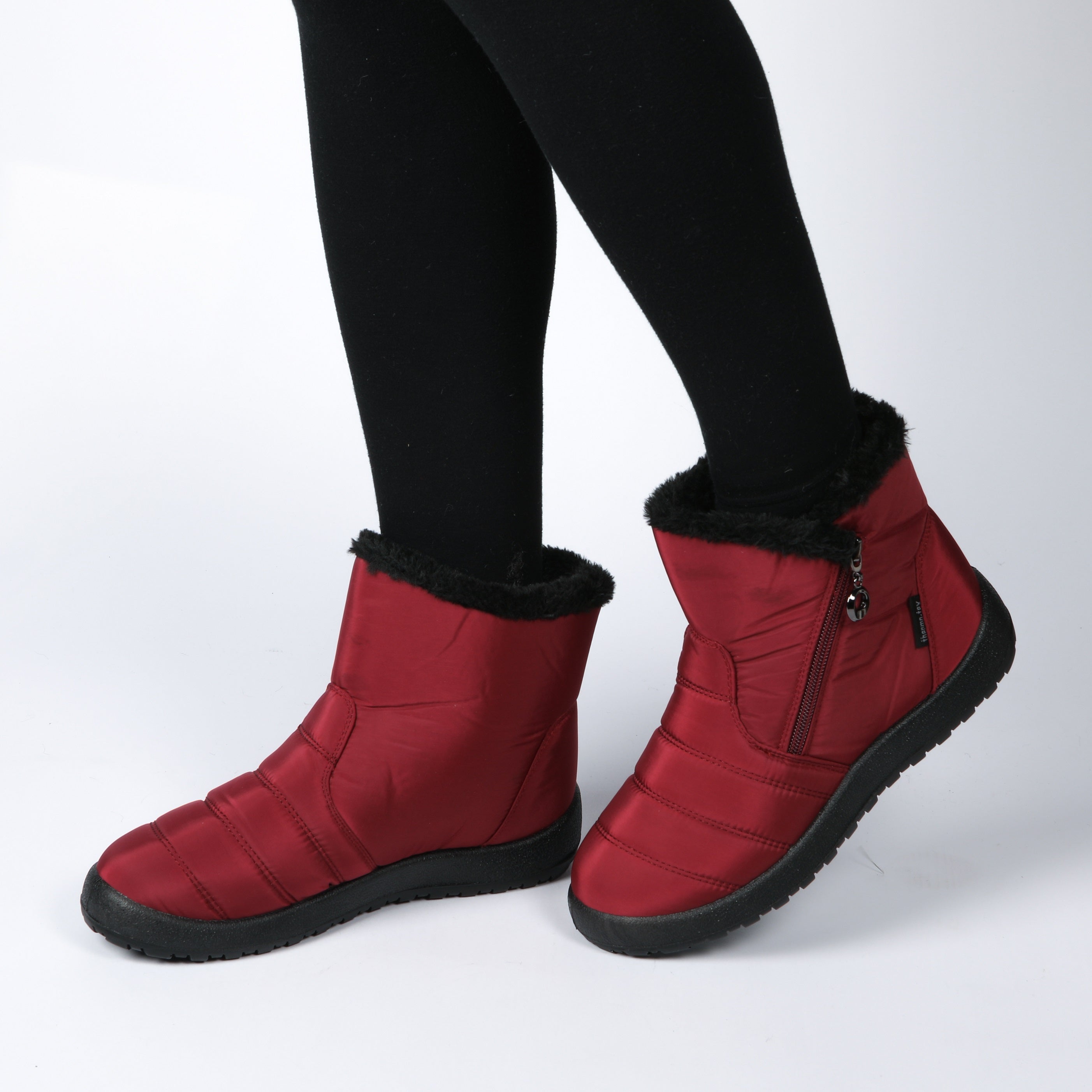 BURG PU SIDE ZIP WARM LINED BOOT