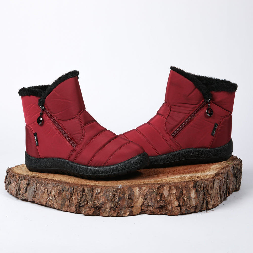 BURG PU SIDE ZIP WARM LINED BOOT